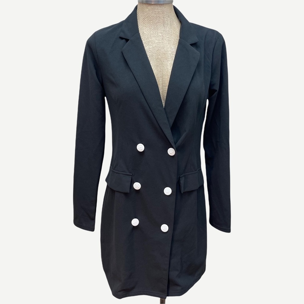 Shein long black blazer jacket s‎